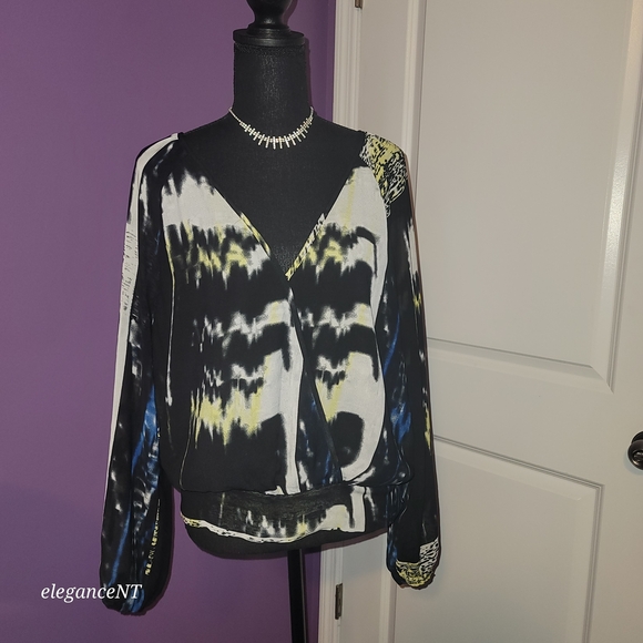 New York & Company Black White and Yellow Blouse Sz: XL - Picture 3 of 7